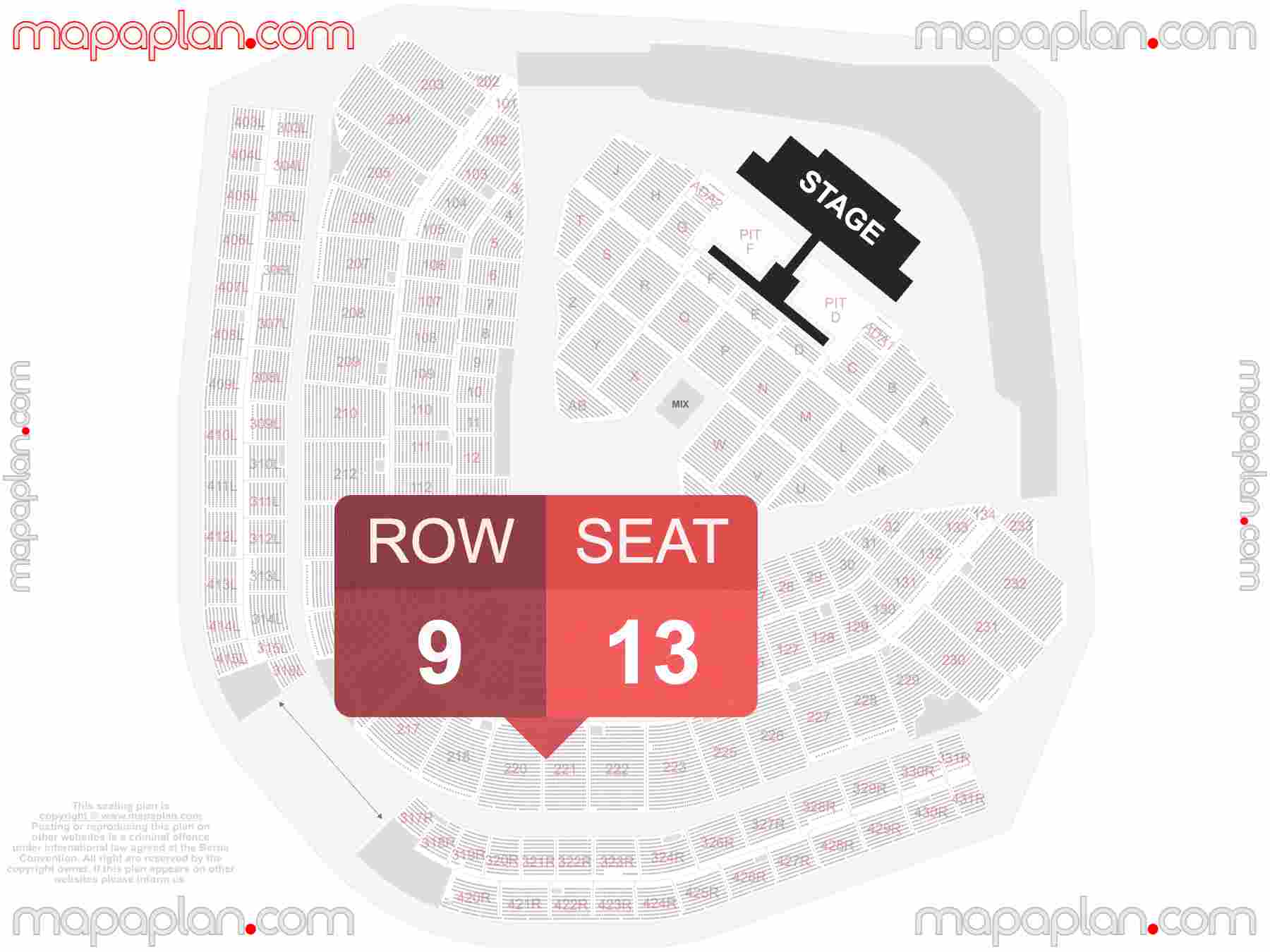 Chicago Wrigley Field seating chart Concert & Cubs Park Stadium Baseball detailed seat numbers and row numbering chart with interactive map plan layout