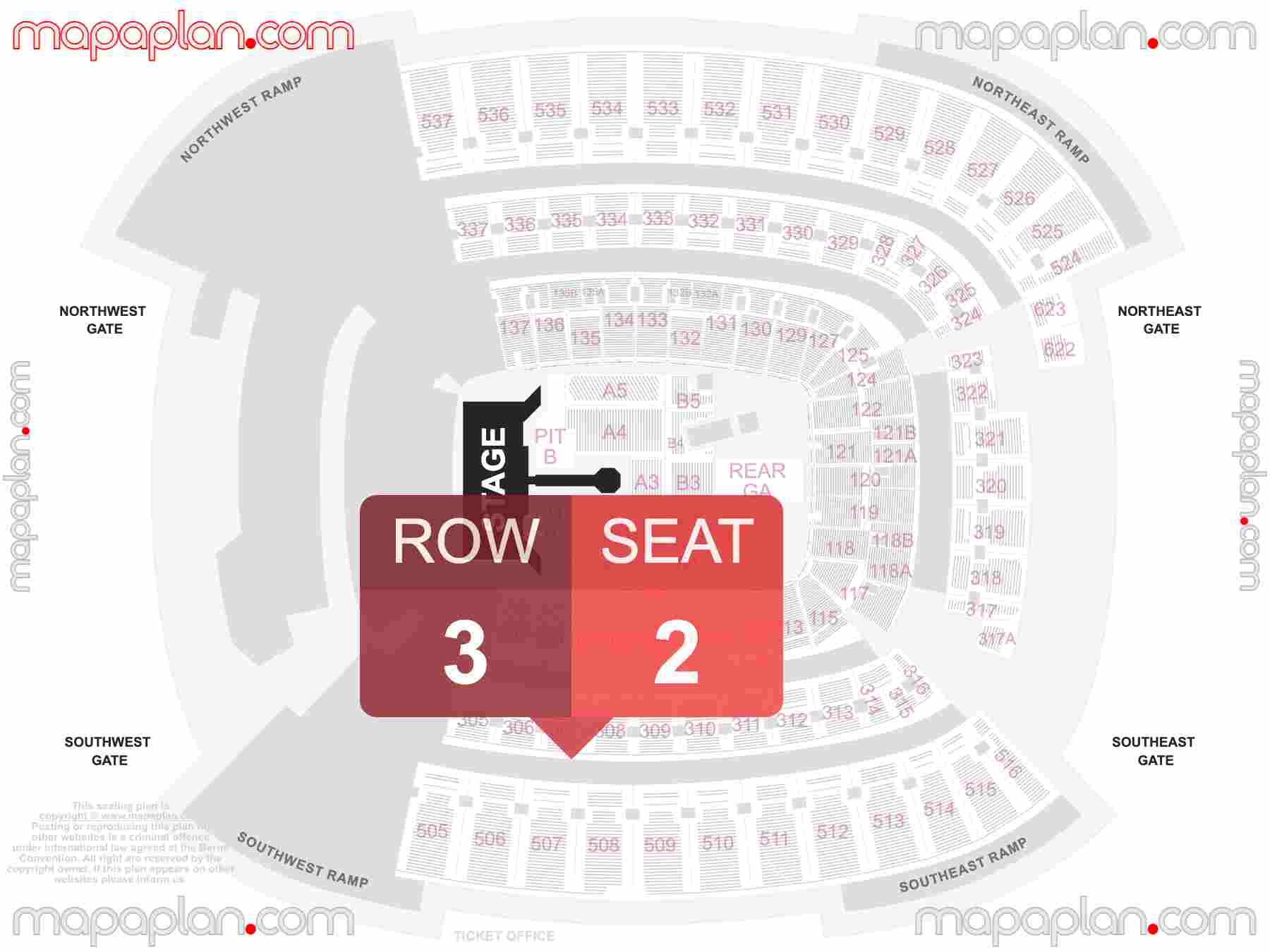 Huntington Bank Field Cleveland Browns Stadium seating chart Concert with extended catwalk runway B-stage & PIT floor standing inside capacity view arrangement plan - Interactive virtual 3d best seats & rows detailed stadium image configuration layout