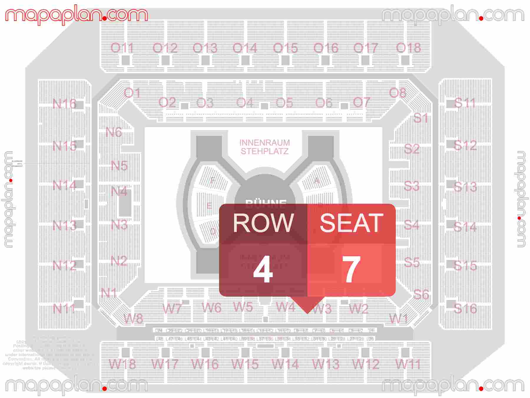 Cologne RheinEnergieStadion Stadion Köln seating plan Concert & Football Konzerte und FC Köln Fußball Sitzplan mit Sitzplatz & Reihennummerierung detailed seat numbers and row numbering plan with interactive map map layout