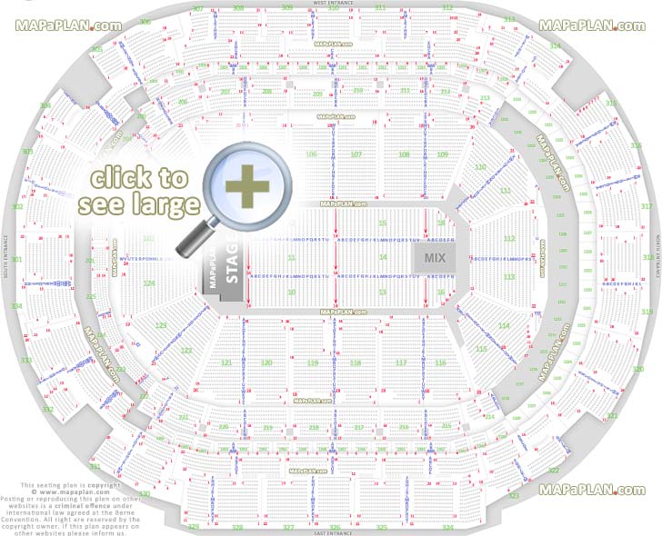 end stage concert plan of the hangar showing fully seated live floor chart without general admission ga zone Dallas American Airlines Center seating chart