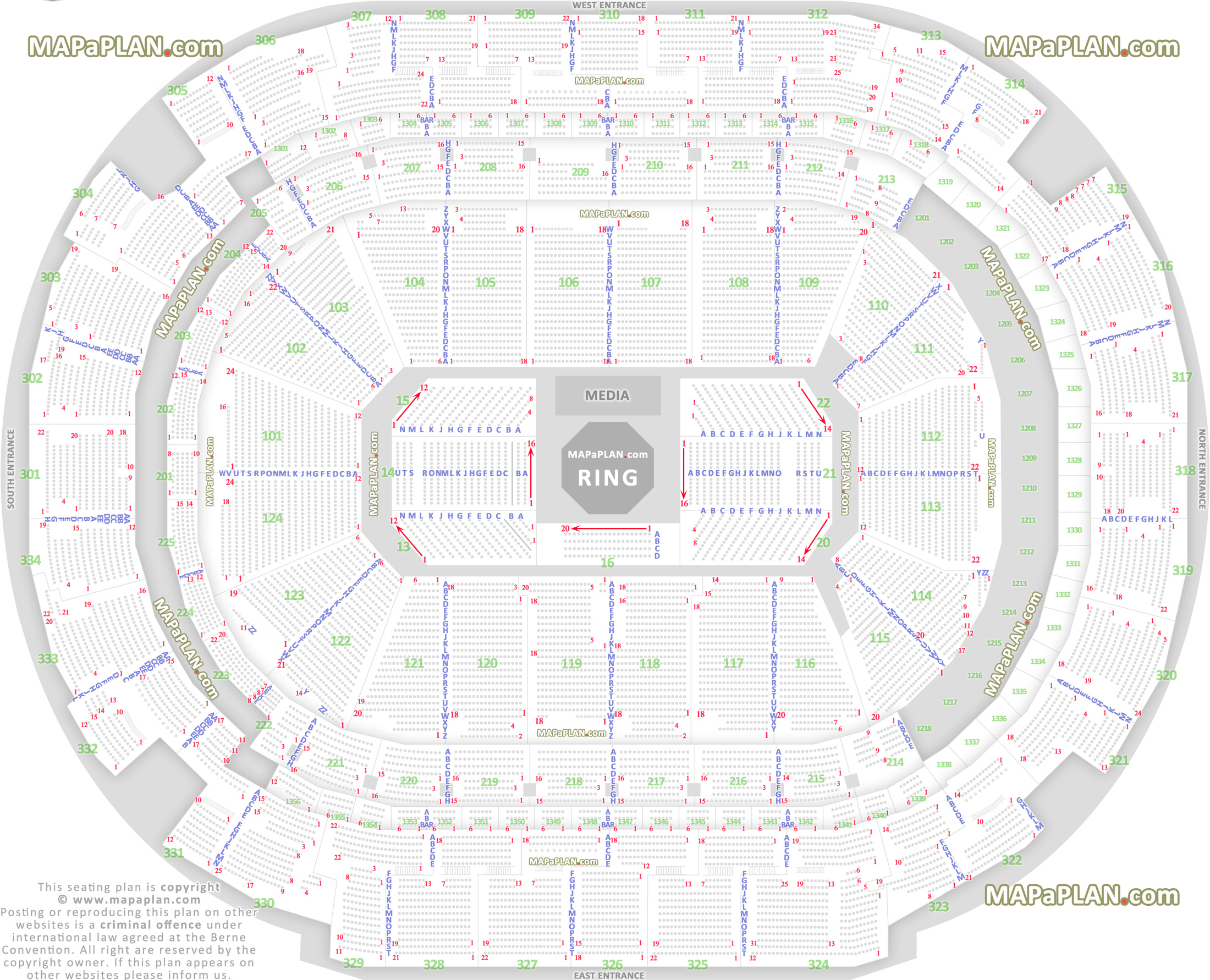 ufc ring aisle individual seat finder by row finder entrances map similar layout to boxing wwe events Dallas American Airlines Center seating chart
