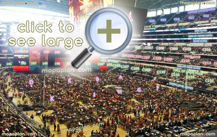 view section 327 row 1 seat 10 virtual venue 3d interactive inside stage review tour concert picture arena floor lower hall fame main mezzanine upper concourse bowl levels suite locations Dallas Cowboys ATT Stadium seating chart