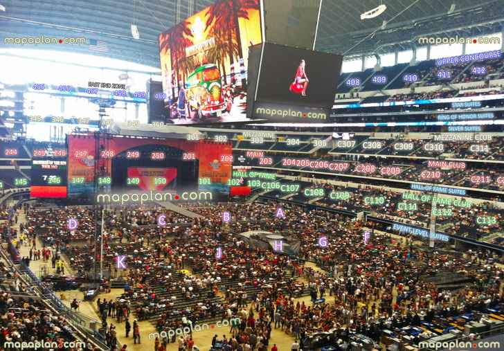 view section 327 row 1 seat 10 virtual venue 3d interactive inside stage review tour concert picture arena floor lower hall fame main mezzanine upper concourse bowl levels suite locations Dallas Cowboys AT&T Stadium seating chart