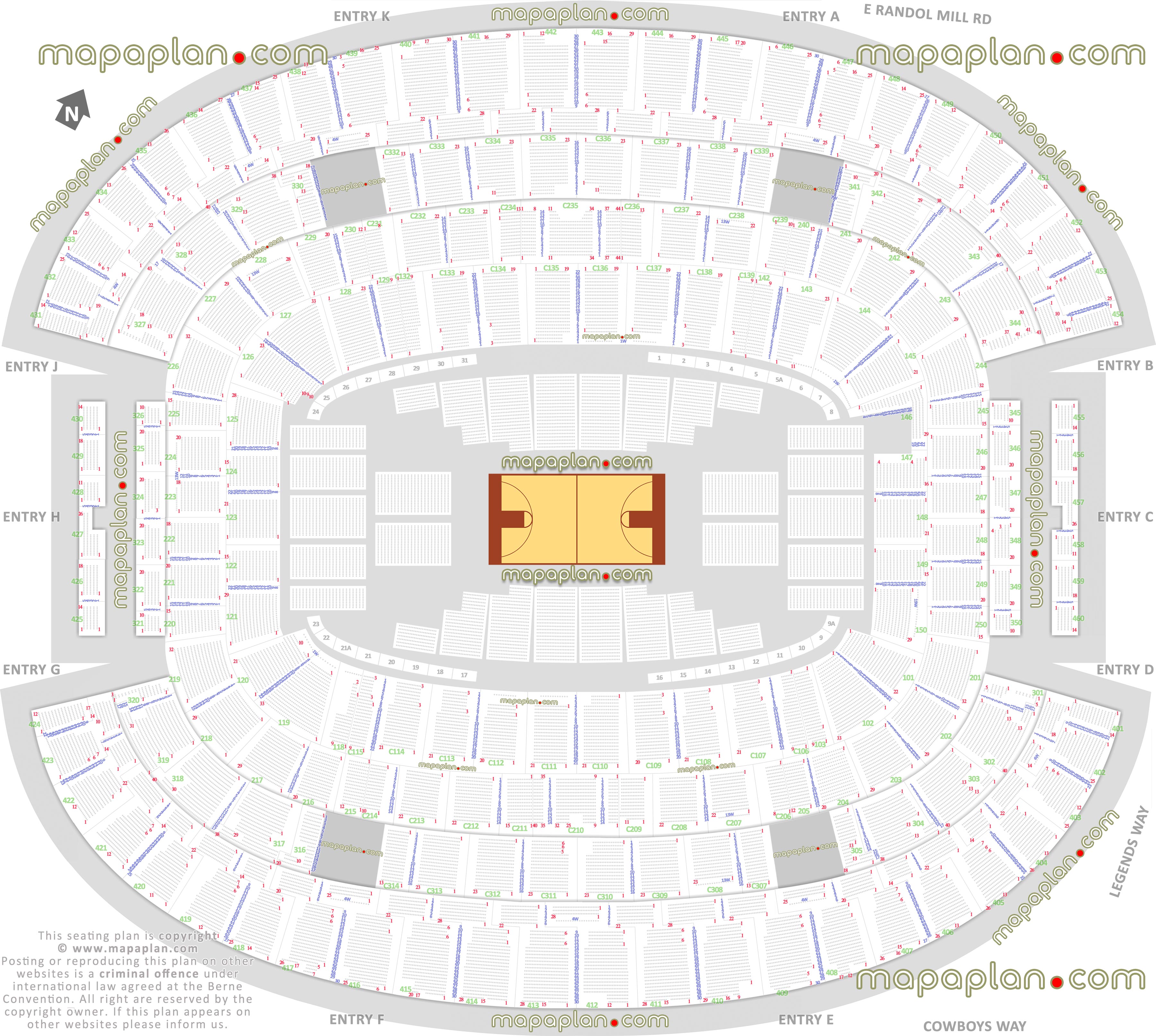 basketball ncaa tournament seating chart row max seat capacity numbers rows each section texas arlington new stadium detailed floor plan hall fame main upper concourse levels club party suites mezzanine sections 301 302 303 304 305 306 307 308 309 310 311 312 313 314 315 316 317 318 319 320 321 322 323 324 325 326 327 328 329 330 333 334 335 336 341 342 343 Dallas Cowboys ATT Stadium seating chart