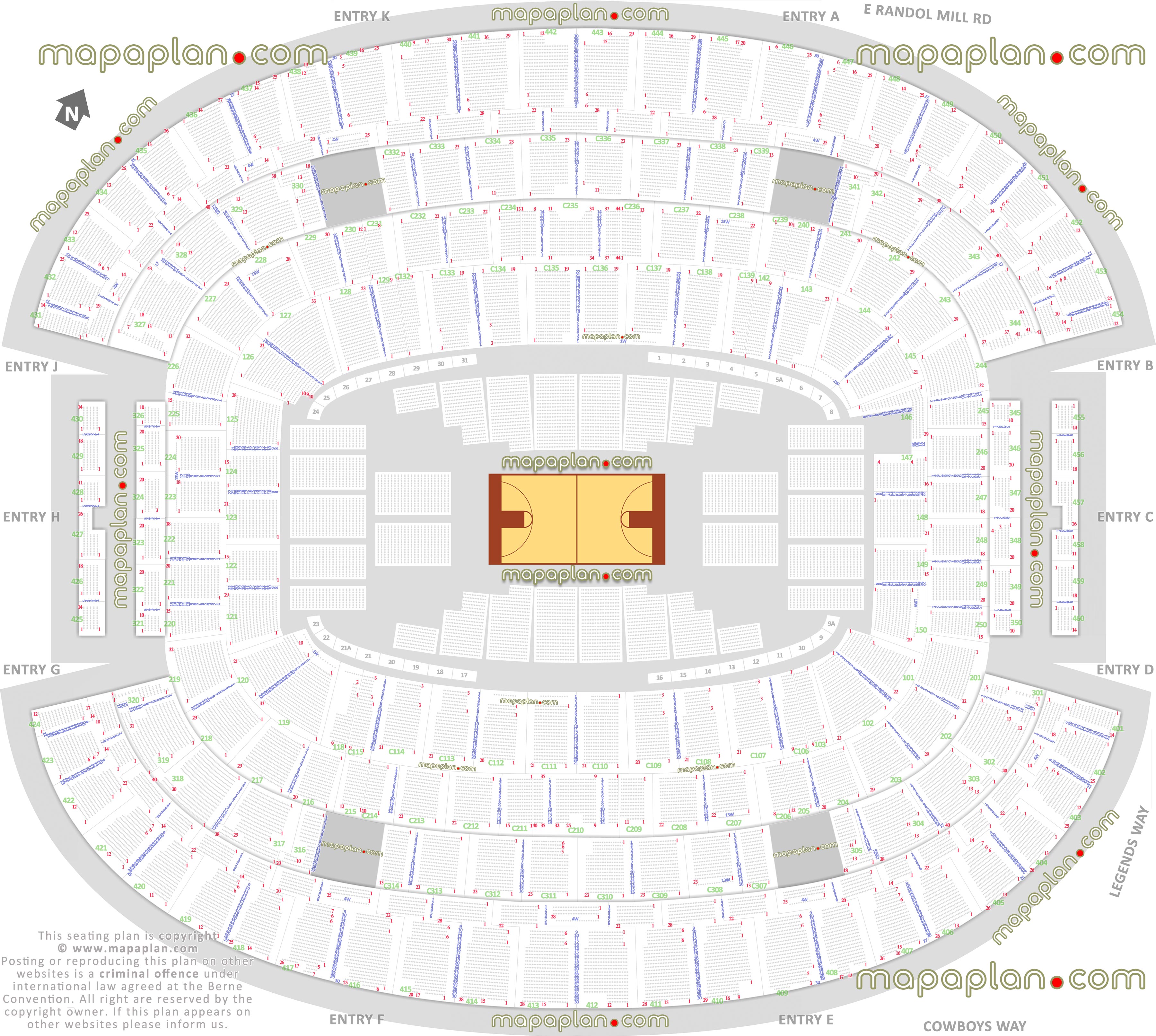 basketball ncaa tournament seating chart row max seat capacity numbers rows each section texas arlington new stadium detailed floor plan hall fame main upper concourse levels club party suites mezzanine sections 301 302 303 304 305 306 307 308 309 310 311 312 313 314 315 316 317 318 319 320 321 322 323 324 325 326 327 328 329 330 333 334 335 336 341 342 343 Dallas Cowboys AT&T Stadium seating chart