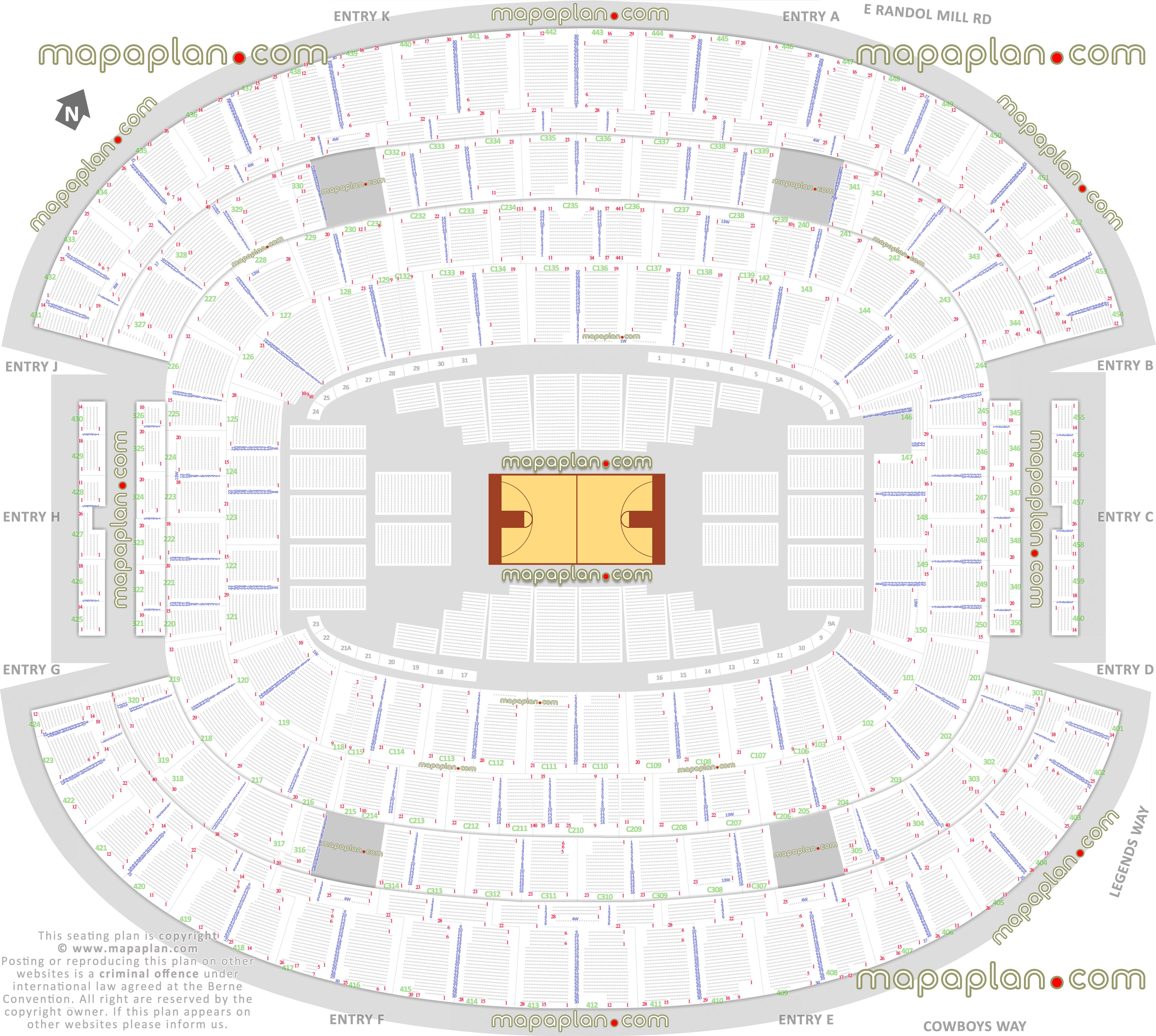 AT&T Stadium Basketball NCAA tournament seating chart