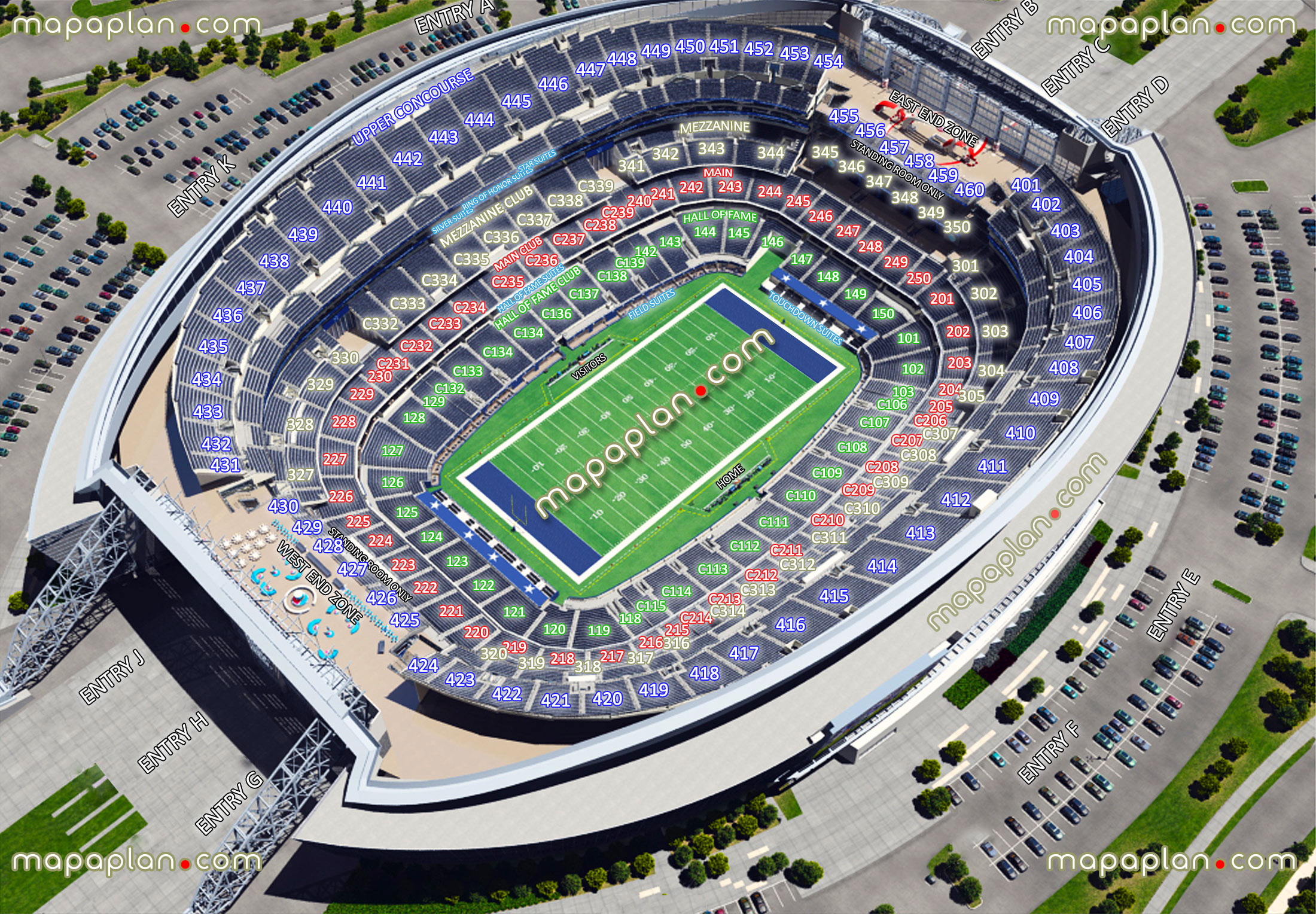 football seating chart virtual view dallas cowboys 3d interior arrangement interactive viewer photo review inside capacity guide hall fame main mezzanine upper concourse sections suites map including touchdown field silver ring honor star levels Dallas Cowboys ATT Stadium seating chart