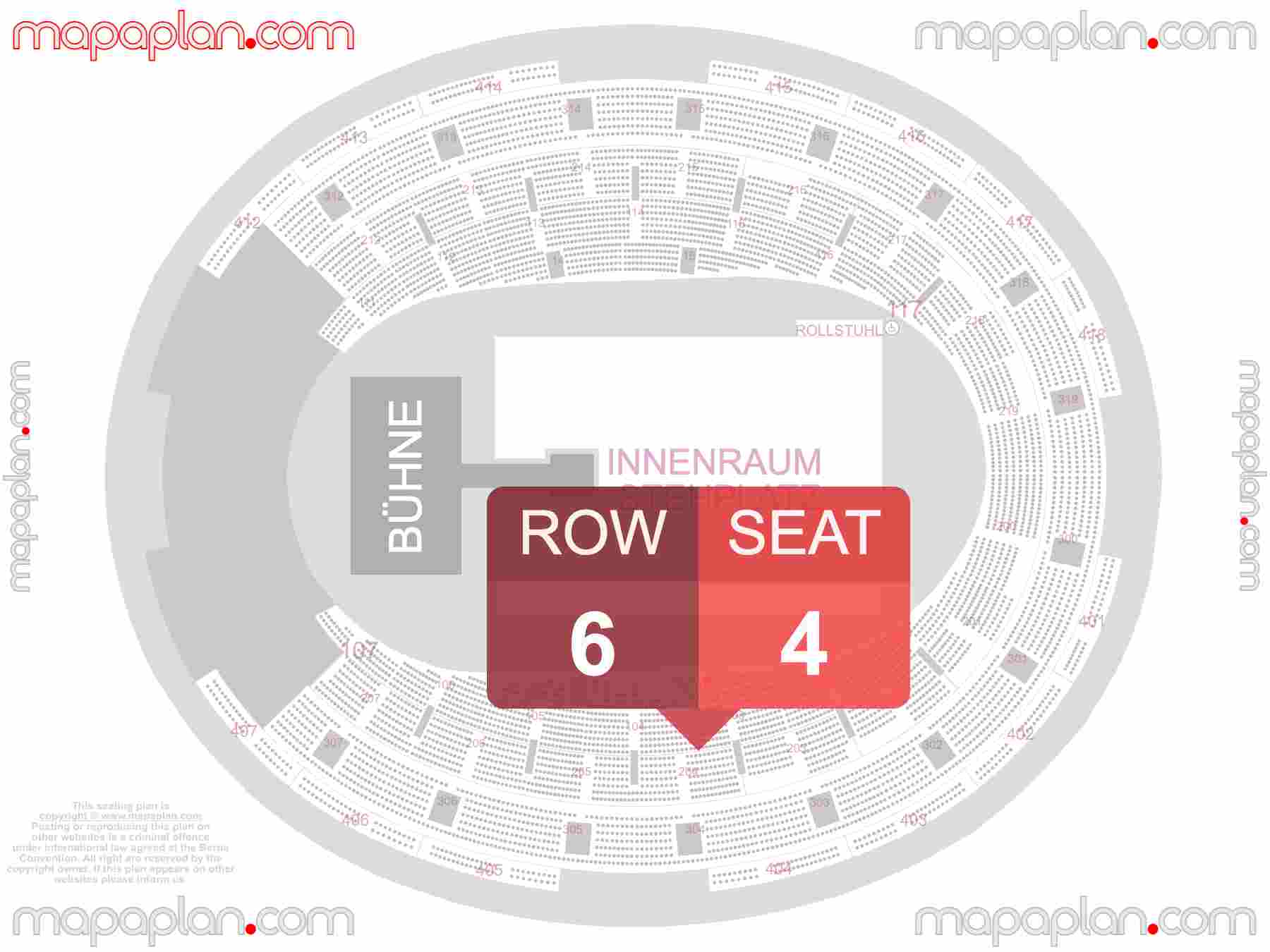 Dortmund Westfalenhalle seating plan Concert Konzerte Sitzplan mit Sitzplatz & Reihennummerierung detailed seat numbers and row numbering plan with interactive map map layout