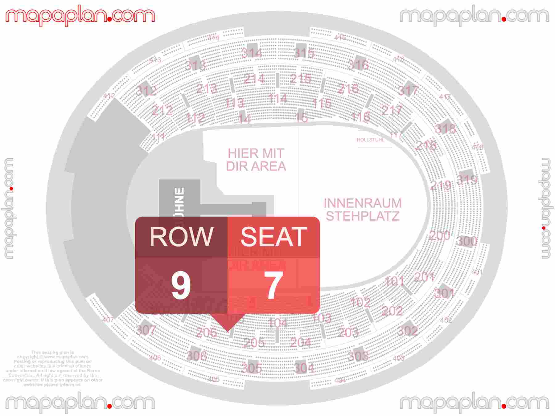 Dortmund Westfalenhalle seating plan Concert with extended catwalk runway B-stage Konzerte Sitzplan mit Sitzplatz Nummerierung und Reihen Nummerierung seating plan with exact section numbers showing best rows and seats selection 3d layout - Best interactive seat finder tool with precise detailed location data