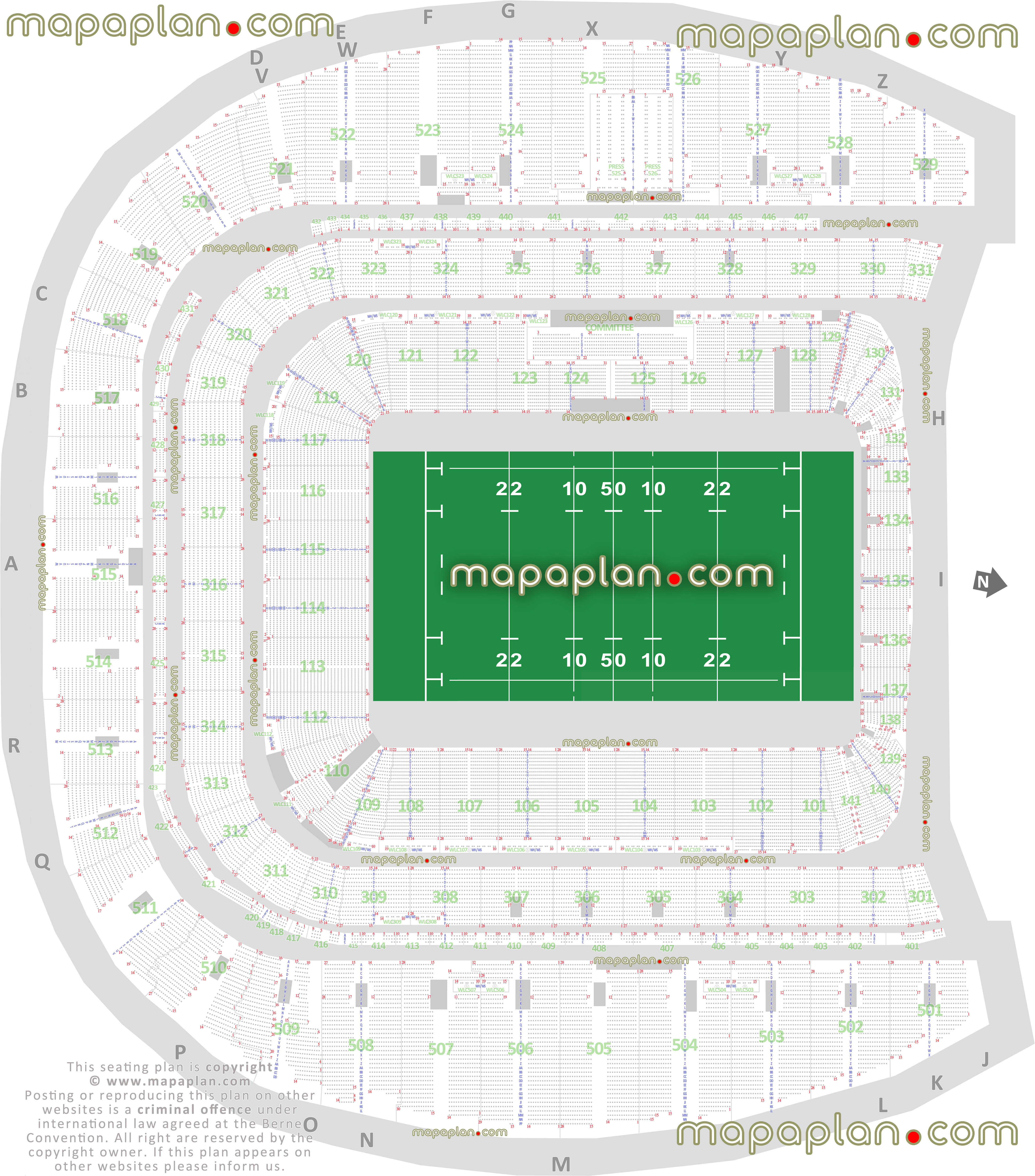 Dublin Aviva Stadium seating plan detailed seat numbers row numbering rugby plan blocks chart layout