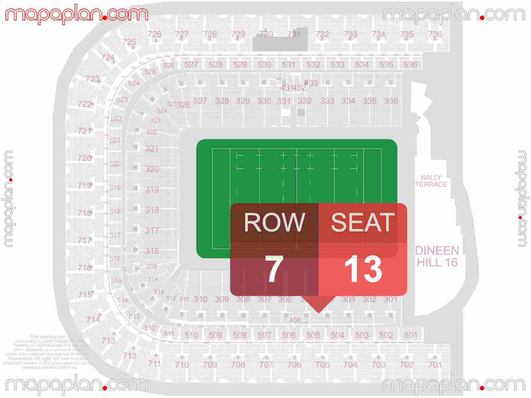Dublin Croke Park Stadium seating plan Oasis & Rugby detailed seat numbers and row numbering plan with interactive map map layout