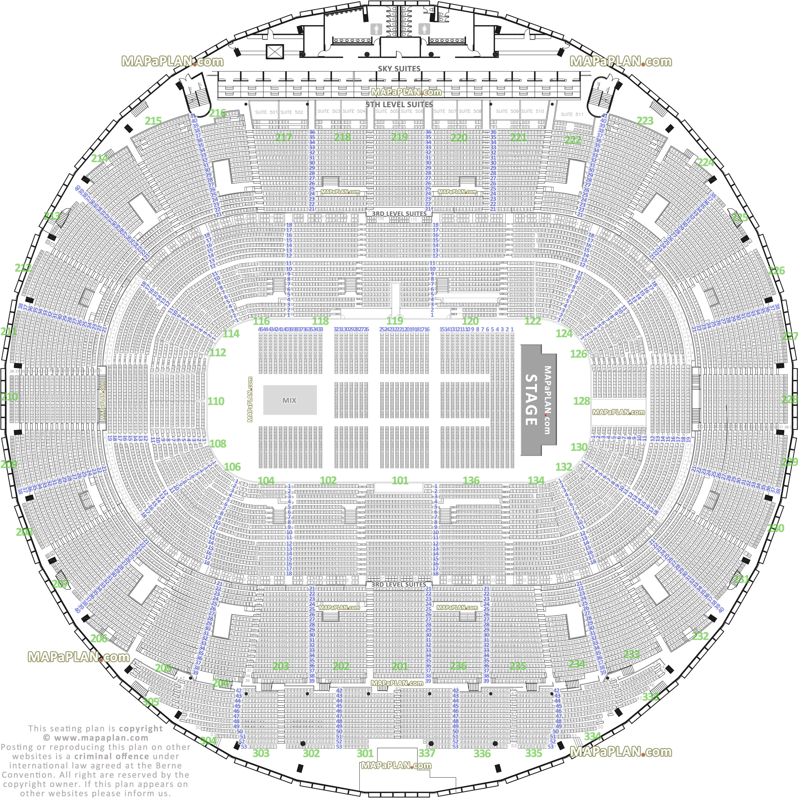 detailed seat row numbers end stage full concert sections floor plan with arena bowl layout Edmonton Northlands Coliseum seating chart