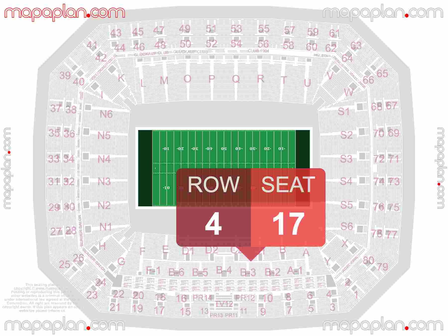 Gelsenkirchen Veltins Arena AufSchalke seating plan Concerts and Football Konzerte und FC Schalke 04 Fußball Sitzplan mit Sitzplatznummerierung und Reihen inside capacity view arrangement map - Interactive virtual 3d best seats & rows detailed stadium image configuration layout