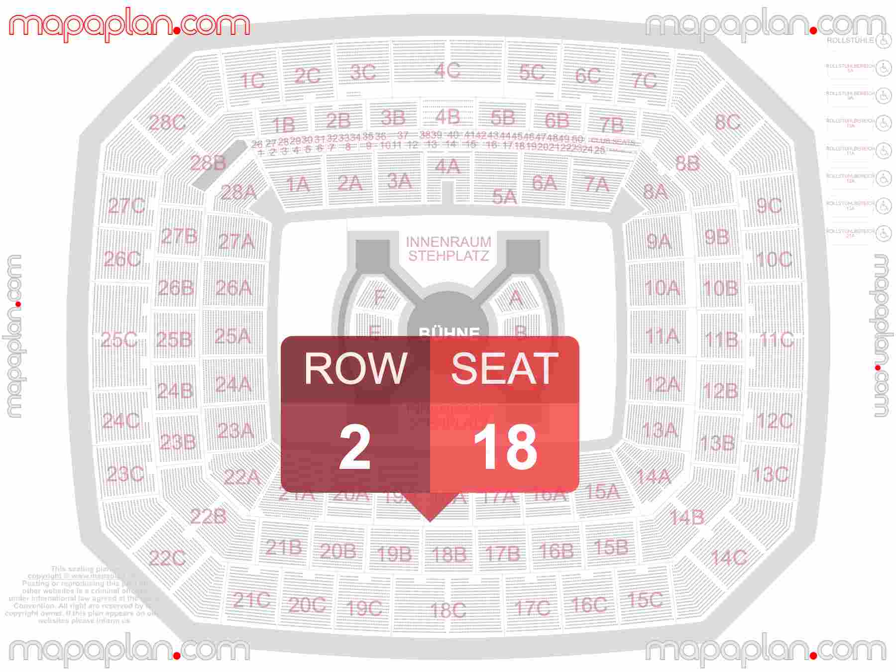 Hamburg Volksparkstadion seating plan Concerts Konzerte Sitzplan mit Sitzplatznummerierung und Reihen detailed seat numbers and row numbering plan with interactive map map layout