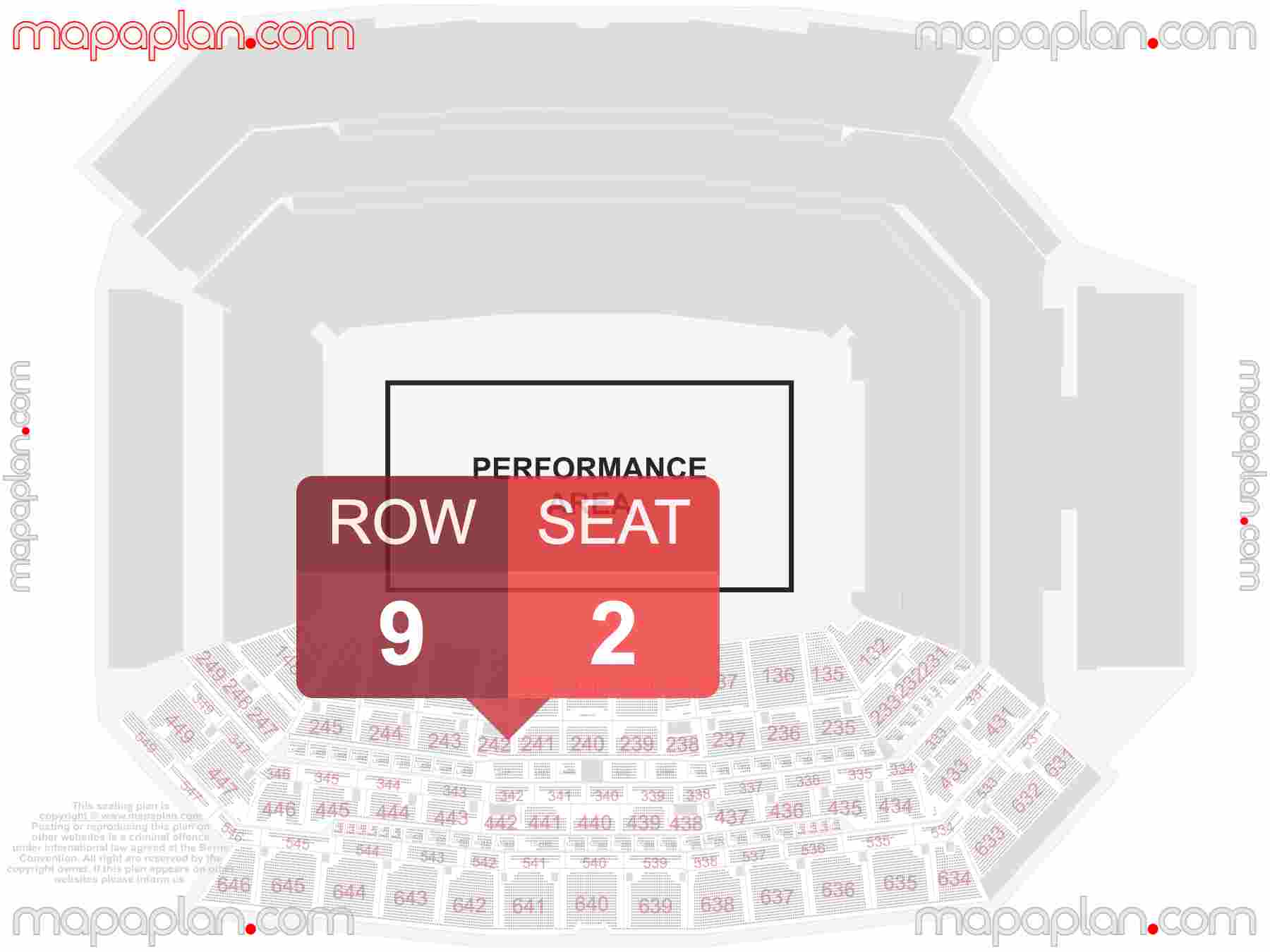 Indianapolis Lucas Oil Stadium seating chart Drum Corps International marching performance find best seats row numbering system plan showing how many seats per row - Individual 'find my seat' virtual locator