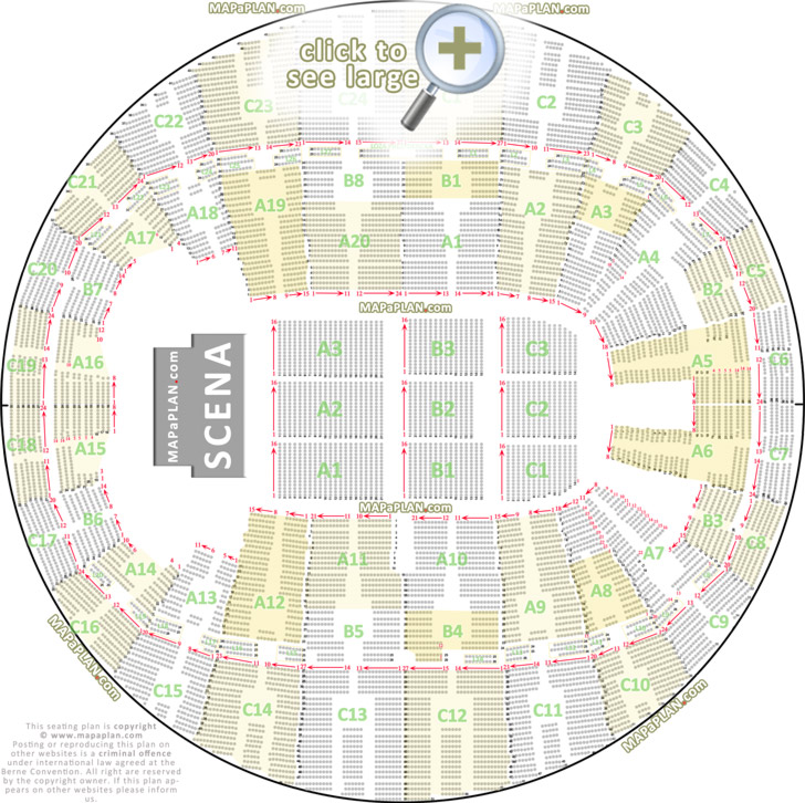 numeracja plan miejsc rzędów widowni układ sektorów sali pokazujacy dokładny rozkład trybun Kraków Tauron Arena plan miejsc widowni