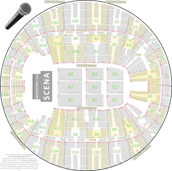 numeracja plan miejsc rzędów widowni układ sektorów sali pokazujacy dokładny rozkład trybun Kraków Tauron Arena plan miejsc widowni