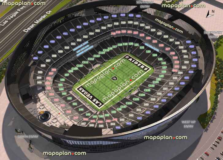 Allegiant Stadium Seat And Row Numbers Detailed Seating Chart Las Vegas