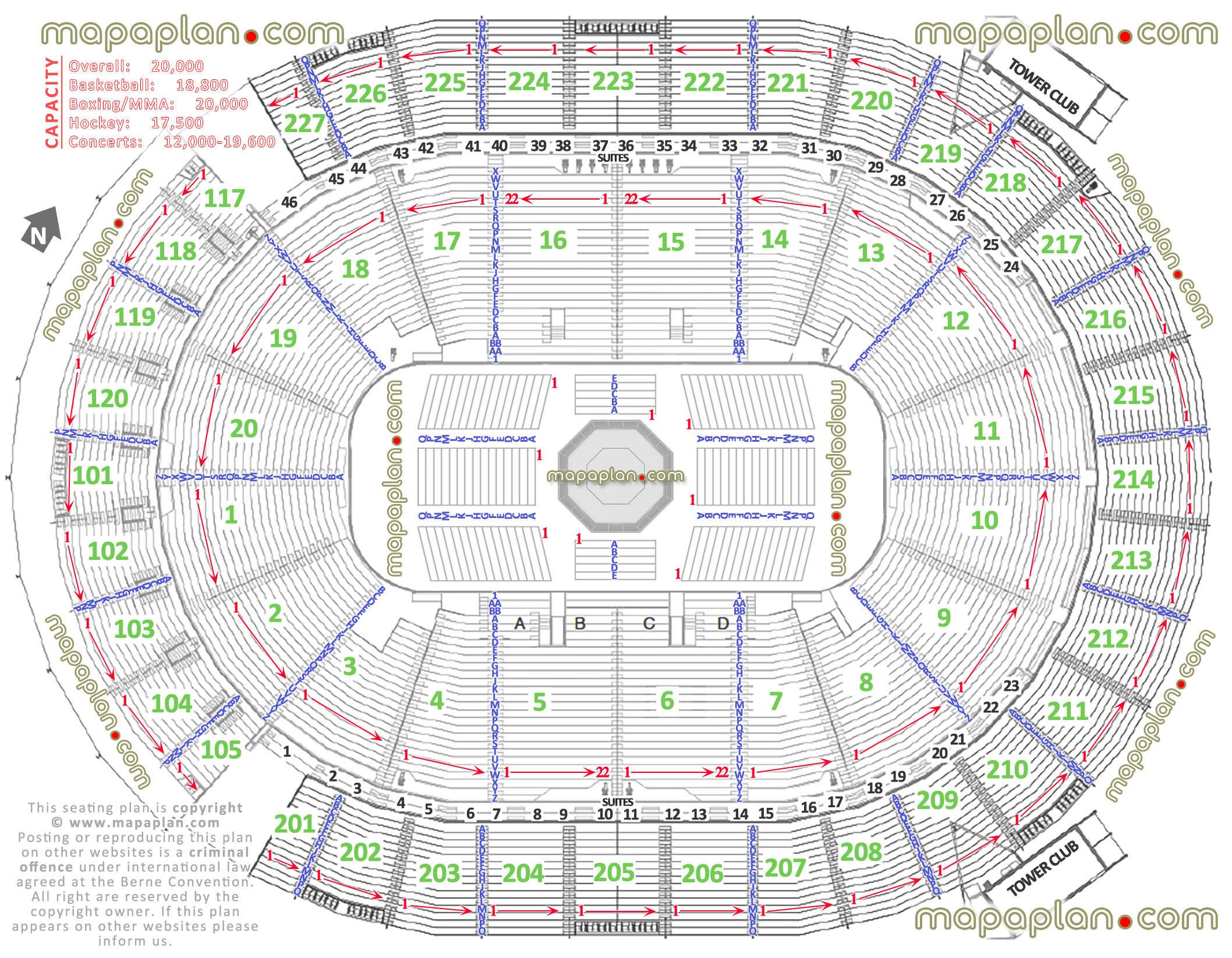 seating chart with row & max seat capacity numbers showing how many row...