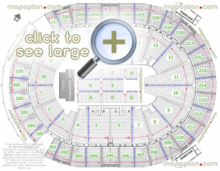 detailed seat row numbers end stage concert sections floor plan map arena lower club upper level layout Las Vegas New T-Mobile Arena MGM-AEG seating chart