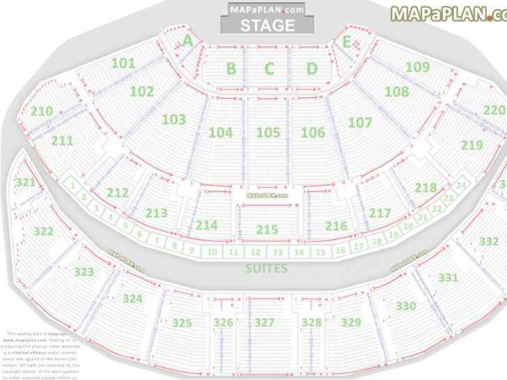 Detailed seat numbers chart with rows and blocks layout Leeds First Direct Arena seating plan