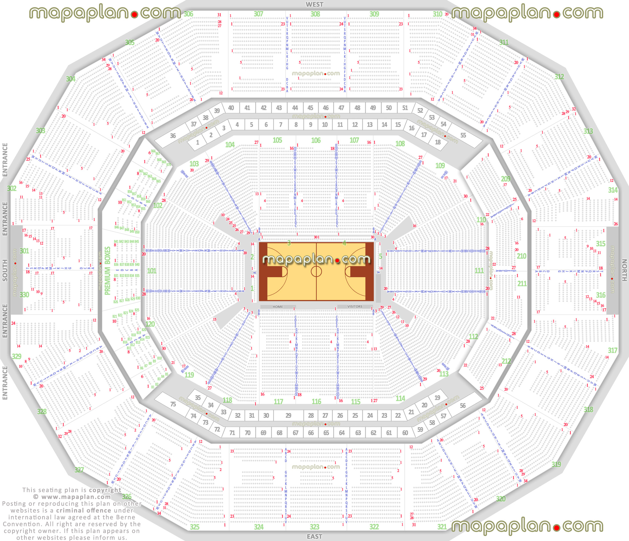 louisville cardinals ncaa basketball game arena stadium individual find my seat locator how rows numbered lower upper level bowl club premium boxes Louisville KFC Yum! Center seating chart