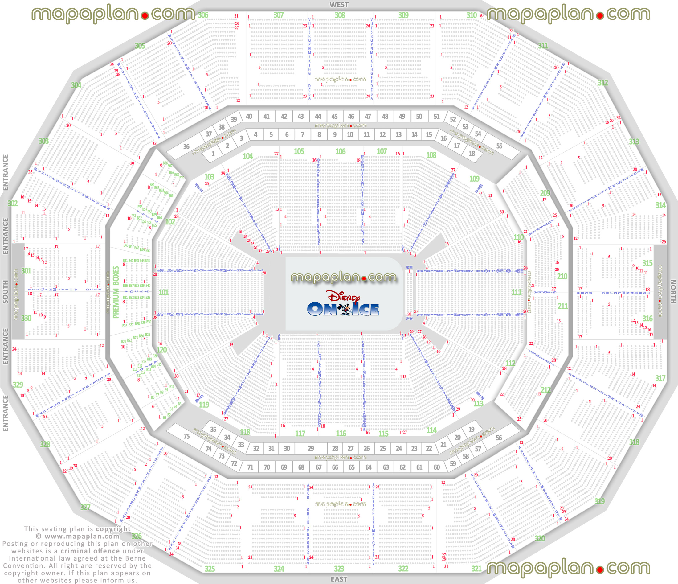 disney ice best seat finder tool precise detailed aisle row numbering location data plan plaza lower event terrace premium boxes upper levels balcony sections Louisville KFC Yum! Center seating chart