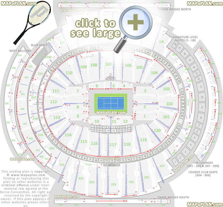 Madison square garden seating chart Tennis tournament detailed plan