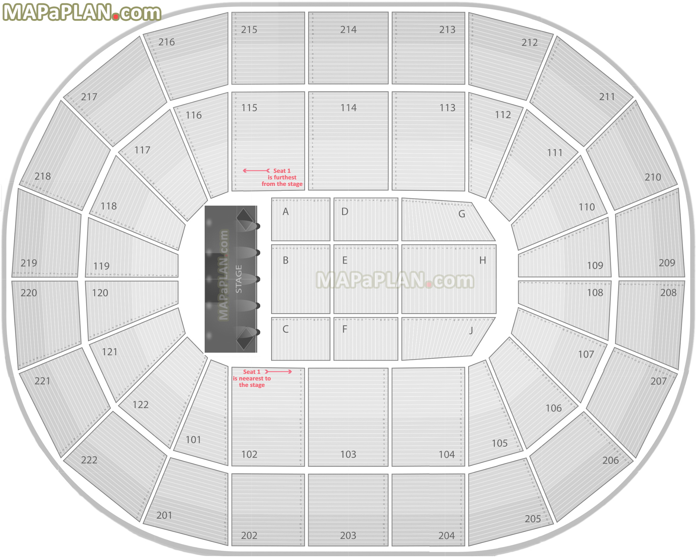 Generic row layout only Manchester Arena seating plan