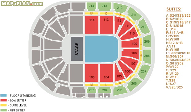 Half stage floor standing level 100 200 sitting john bishop Manchester AO Arena seating plan