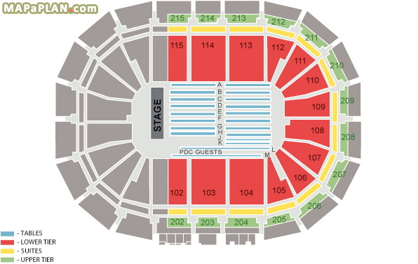 Premier league darts Manchester AO Arena seating plan