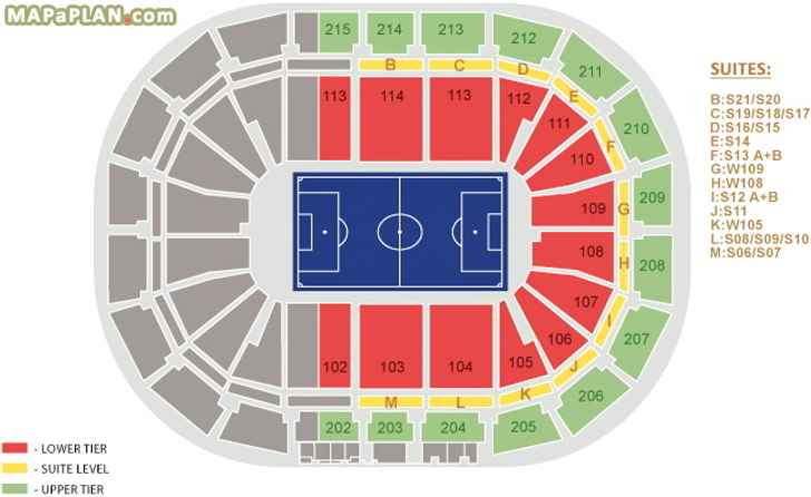 Indoor football Manchester AO Arena seating plan