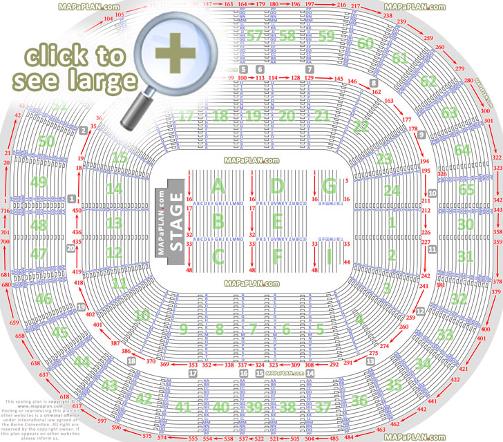 detailed seat row numbers concert chart flat floor lower upper tier levels layout Melbourne Rod Laver Arena seating plan