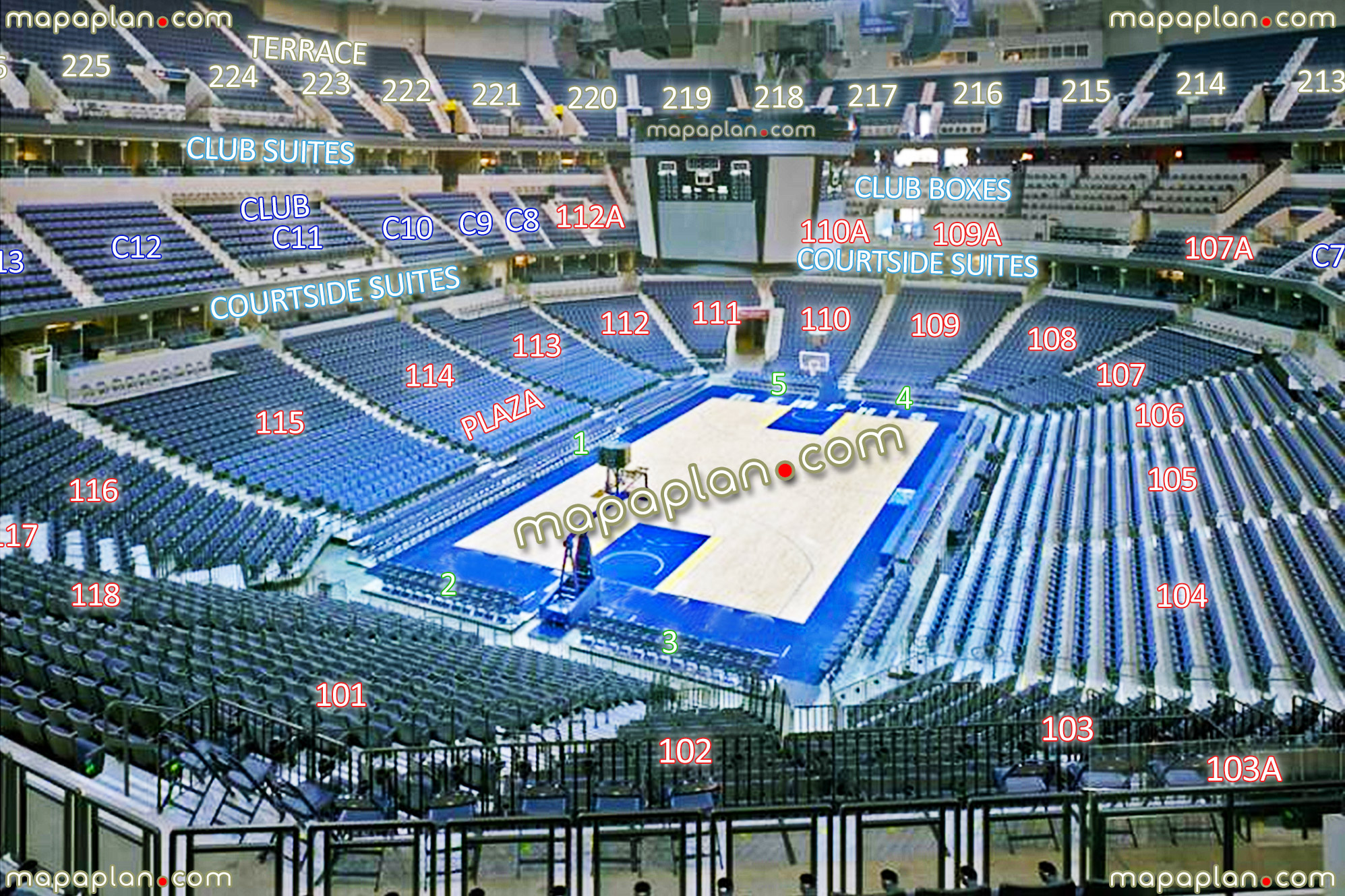view section 102 row hh seat 6 grizzlies basketball games tournament virtual interactive seats arrangement viewer view photo review interior guide courtside sideline baseline club lower plaza upper terrace levels premium suites luxury loge boxes Memphis FedExForum seating chart
