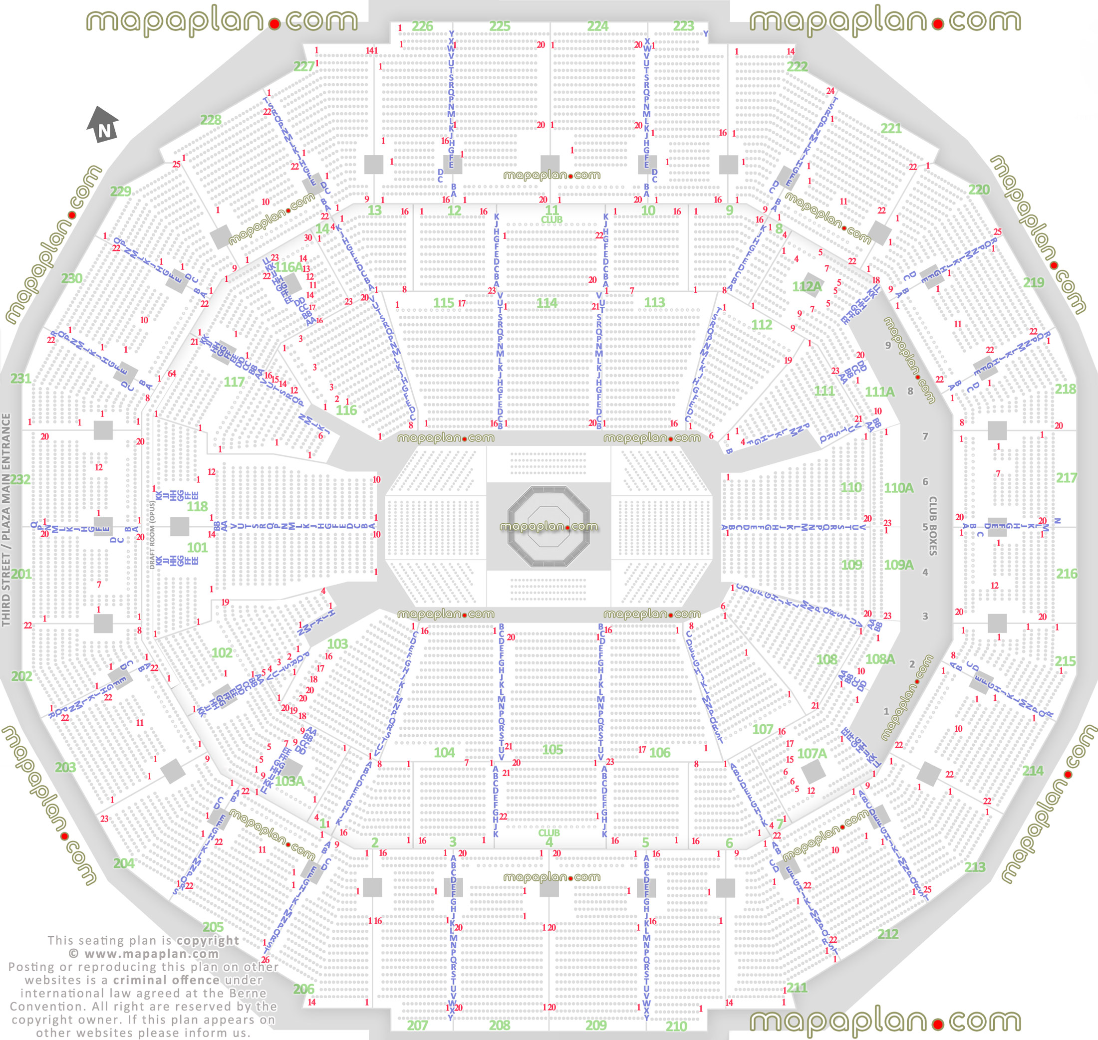 ufc mma fights memphis tennessee usa detailed seating capacity arrangement arena row numbers layout plaza main entrance gate exits map west east south north detailed fully seated chart setup standing room only sro areas wheelchair disabled handicap accessible seats plan Memphis FedExForum seating chart