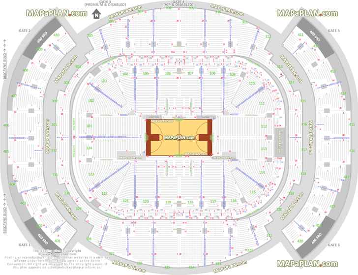 miami heat stadium nba basketball game court exact a3 center venue gate map individual find seat locator courtside home side area bench sideline baseline Miami Kaseya Center Arena seating chart