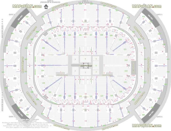 wwe raw smackdown live wrestling boxing events ring 360 configuration row numbers sro standing room only good bad seats Miami Kaseya Center Arena seating chart