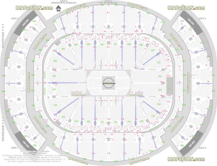 ufc mma fights fully seated setup chart viewer printable information guide balcony bowl rail seats numbering premium luxury executive vip suites Miami Kaseya Center Arena seating chart