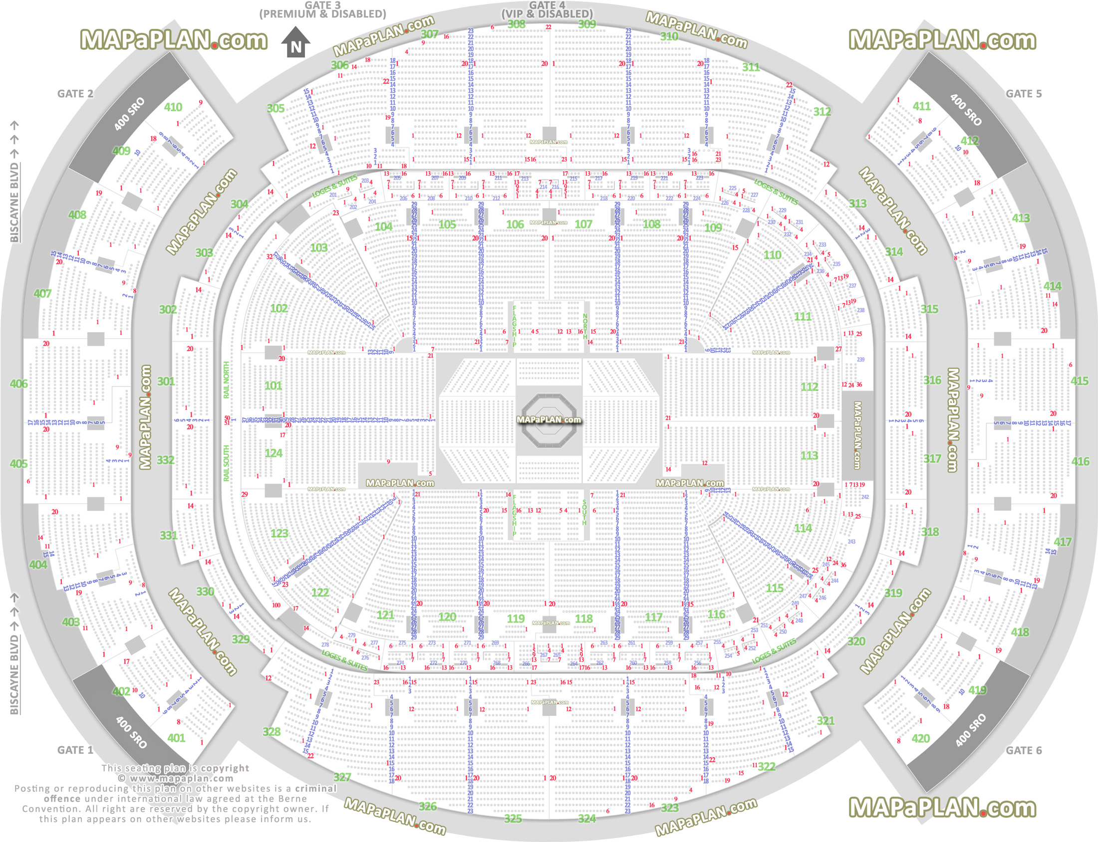 ufc mma fights fully seated setup chart viewer printable information guide balcony bowl rail seats numbering premium luxury executive vip suites Miami American Airlines Arena seating chart