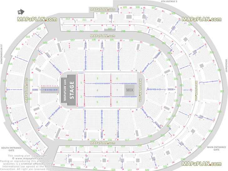 detailed seat row numbers end stage concert sections floor plan map arena lower club upper bowl level layout Nashville Bridgestone Arena seating chart