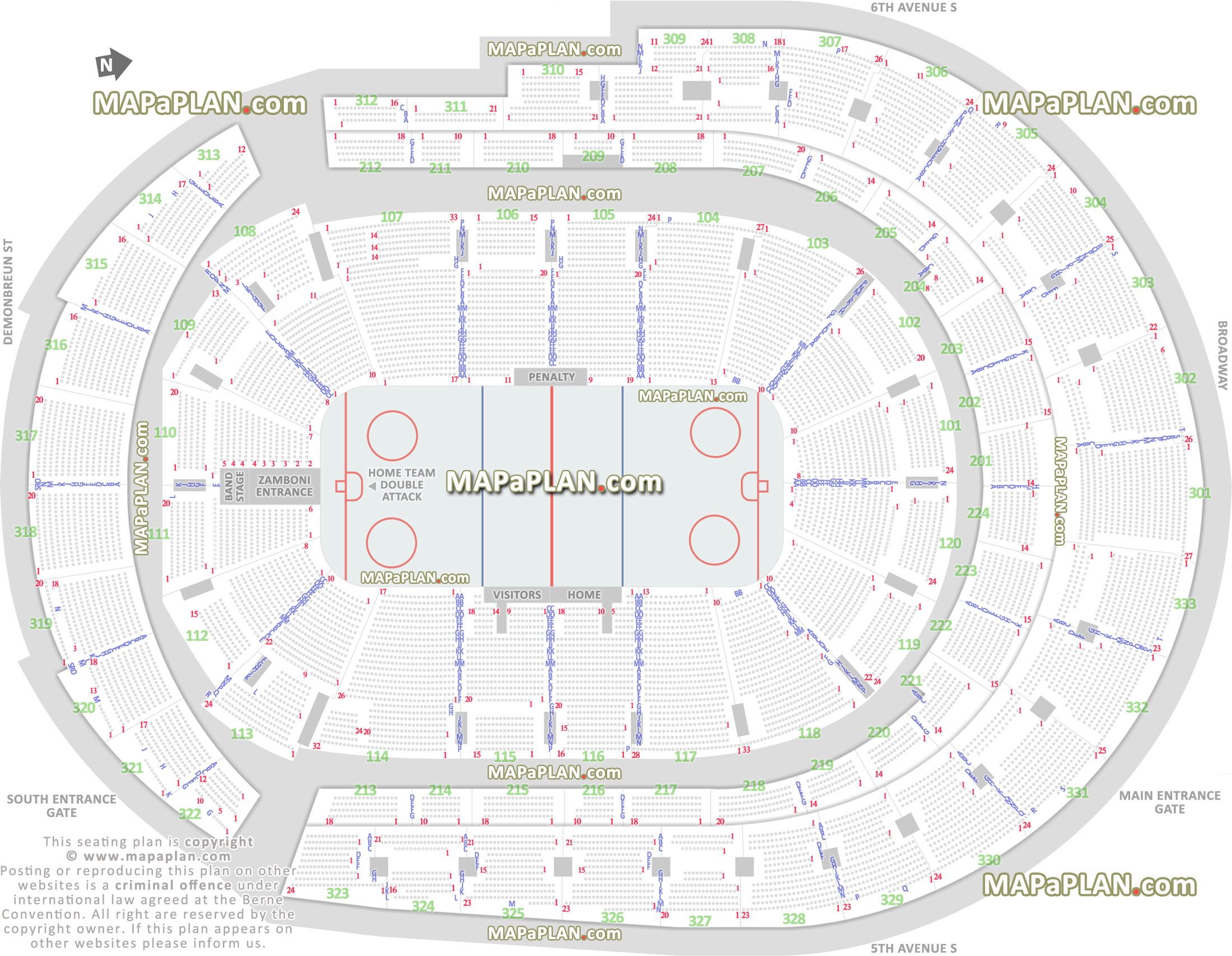 predators new nhl stadium ice hockey rink individual find my seat locator shoot once club penalty box home bench visitors double attack gary force acura level 200 Nashville Bridgestone Arena seating chart