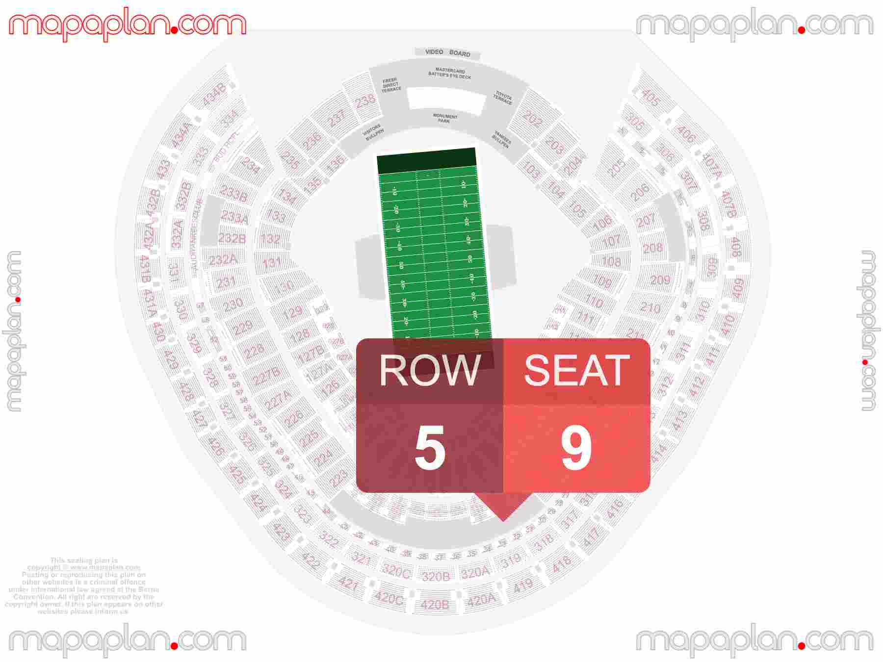 New York Yankee Stadium seating chart Football & Concert seating chart with exact section numbers showing best rows and seats selection 3d layout - Best interactive seat finder tool with precise detailed location data