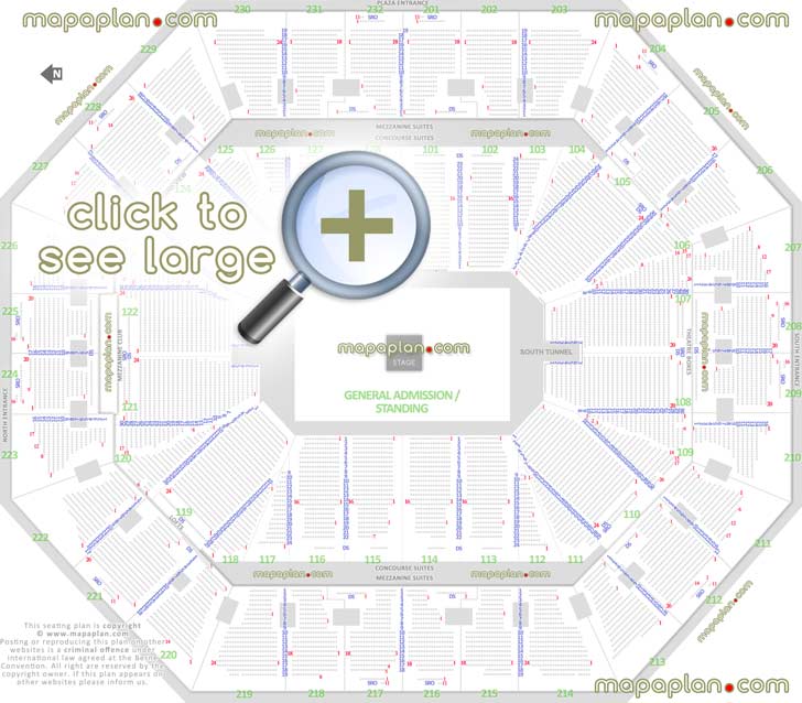 concert stage round 360 degree arrangement how many seats per row detailed fully seated chart setup viewer standing room only sro area ds wheelchair disabled handicap accessible seats arena main entrance gate exits map Oakland Oracle Arena seating chart