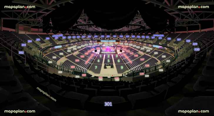 view section 301 row m seat 8 virtual venue 3d interactive inside stage review tour concert picture center floor lower club upper loud city level suites terrace lounge Oklahoma City Paycom Center Arena seating chart