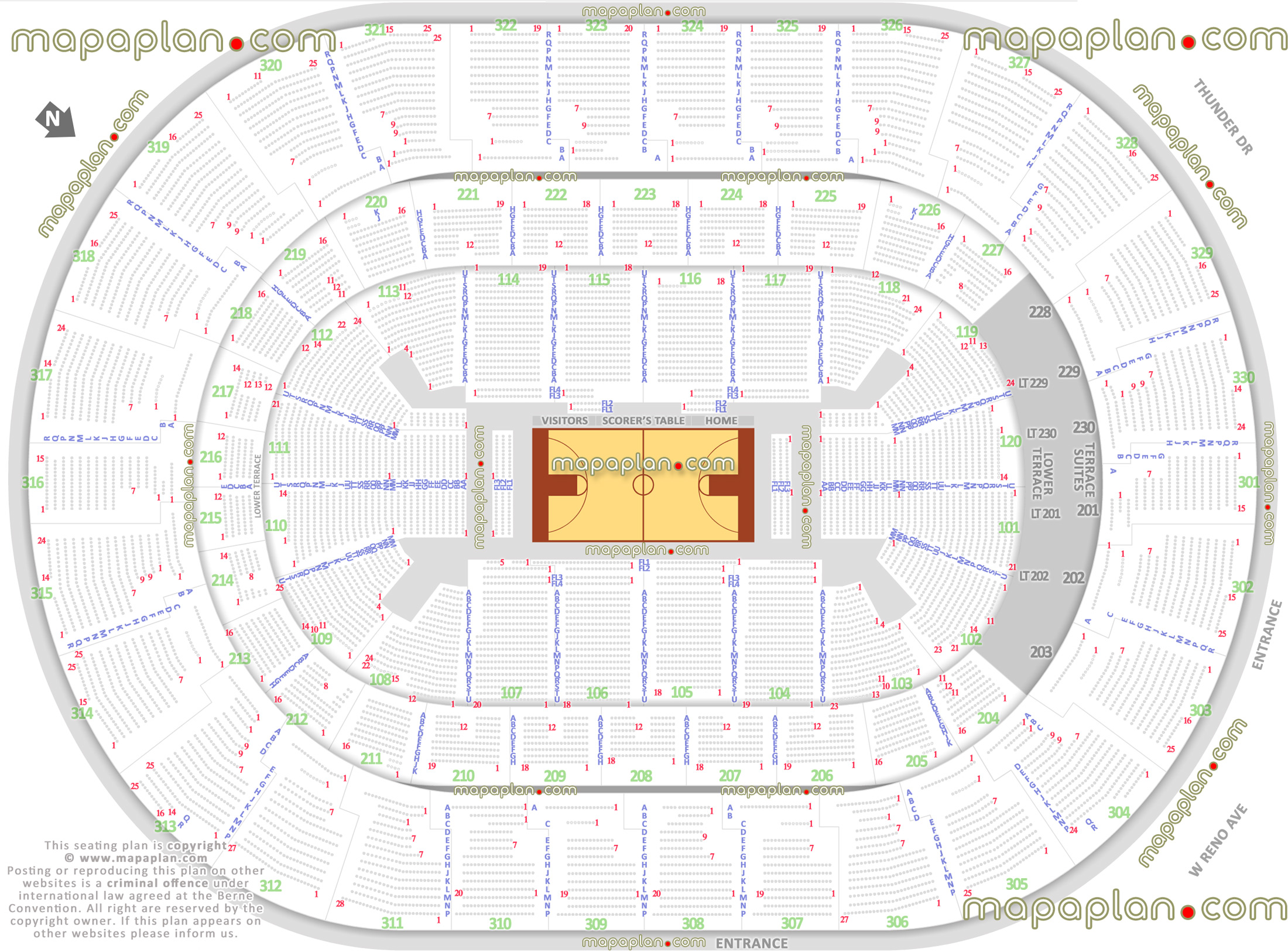 basketball plan oklahoma city thunder nba ncaa tournament games arena stadium diagram individual find seat locator row best numbered lower club upper level sections 101 102 103 104 105 106 107 108 109 110 111 112 113 114 115 116 117 118 119 120 Oklahoma City Chesapeake Energy Arena seating chart