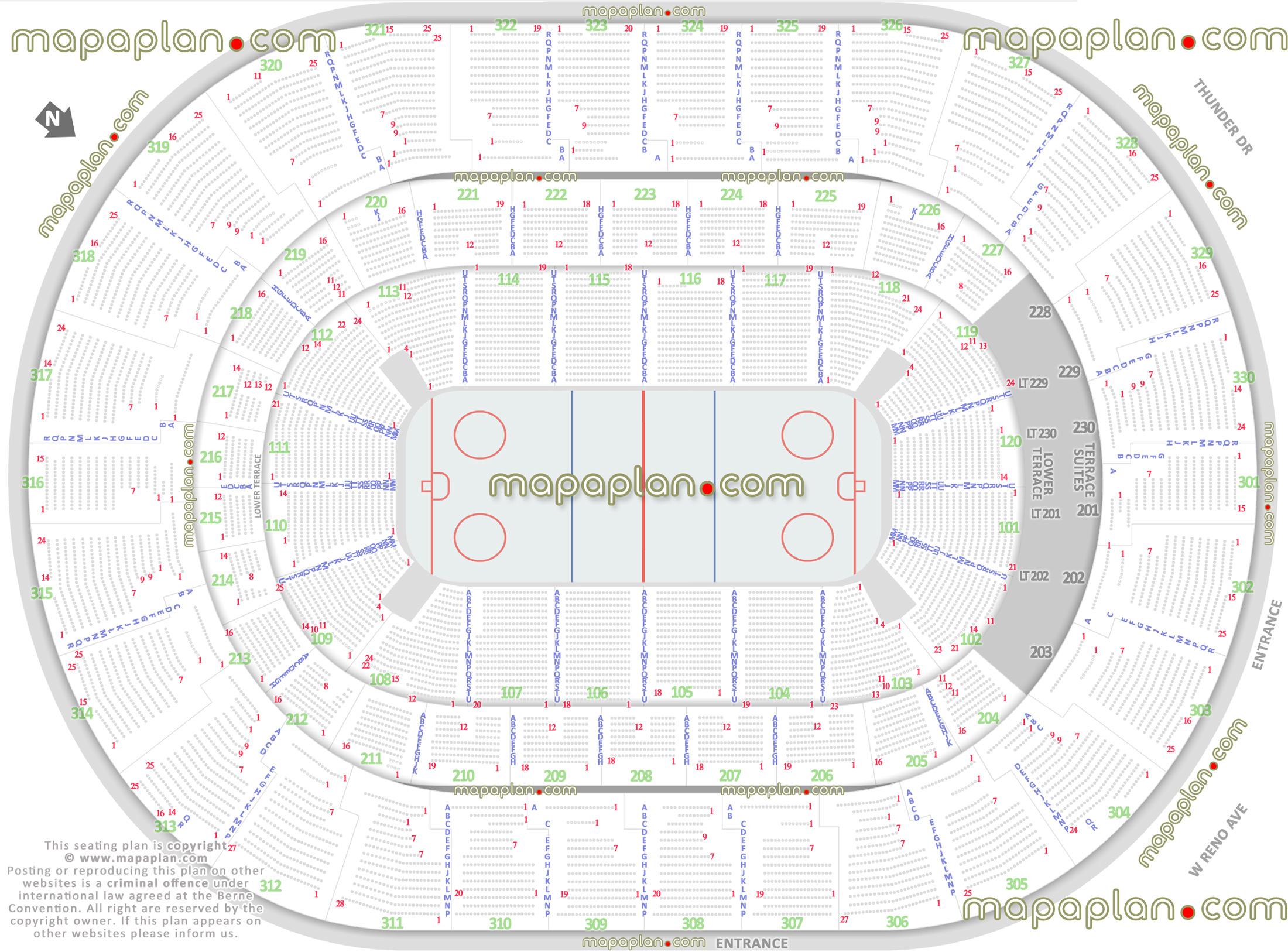 hockey nhl games arena seating capacity arrangement diagram chesapeake energy arena oklahoma city interactive virtual 3d detailed layout glass rinkside seats full exact row numbers plan seats row stadium bowl lower upper level sections Oklahoma City Chesapeake Energy Arena seating chart