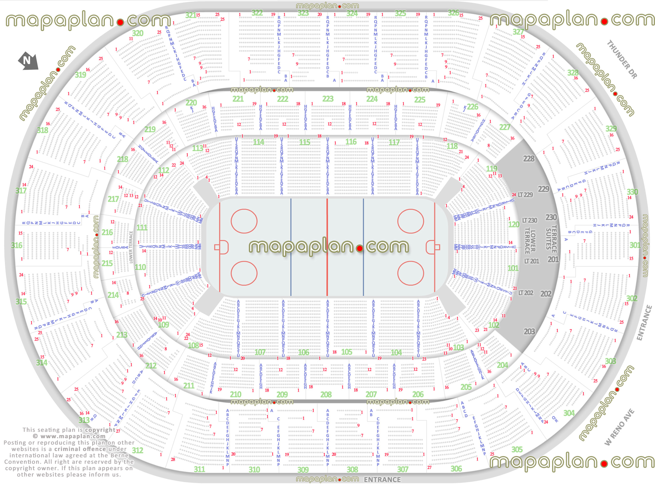 hockey nhl games arena seating capacity arrangement diagram Paycom Center Arena oklahoma city interactive virtual 3d detailed layout glass rinkside seats full exact row numbers plan seats row stadium bowl lower upper level sections Oklahoma City Paycom Center Arena seating chart