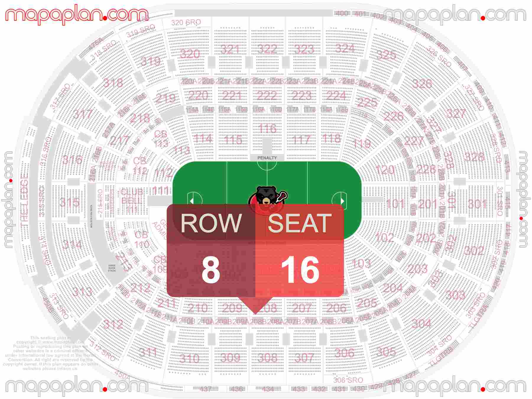 Ottawa Canadian Tire Centre seating map Ottawa Black Bears lacrosse find best seats row numbering system chart showing how many seats per row - Individual 'find my seat' virtual locator