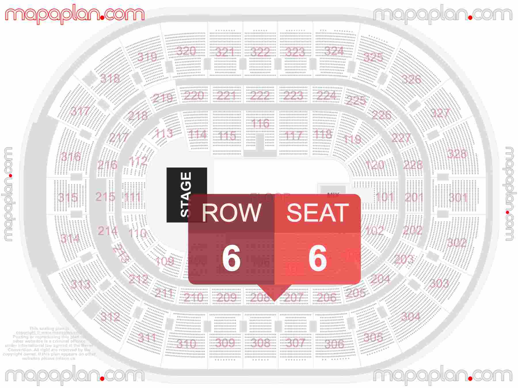 Ottawa Canadian Tire Centre seating map Concert with floor general admission standing detailed seating map - 3d virtual seat numbers and row layout