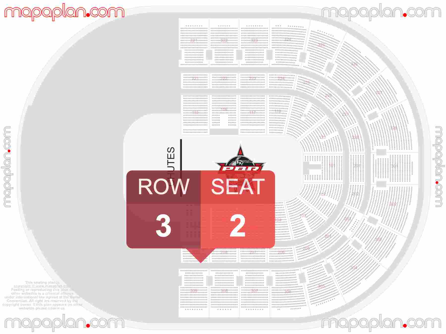 Ottawa Canadian Tire Centre seating map PBR Professional Bull Riders precise seat finder - Explore seating map with exact section, seat and row numbers